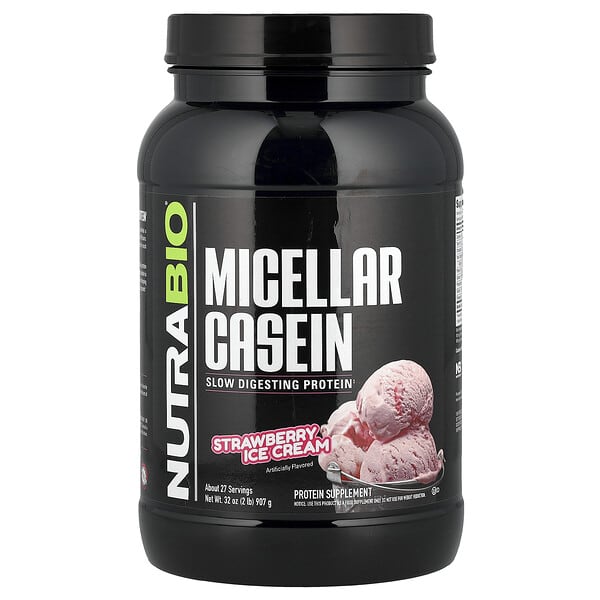 NutraBio, Micellar Casein, Strawberry Ice Cream, 2 lb (907 g)