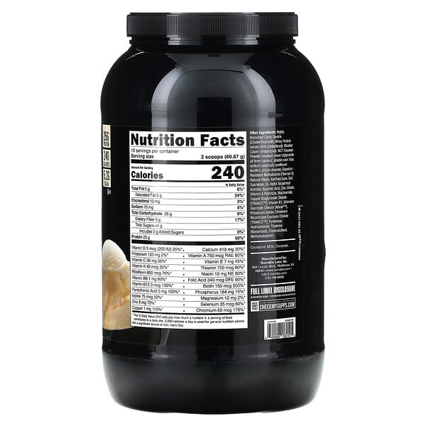 Alternative view of NutraBio, MRP 40:40:20 Meal Replacement, Creamy Vanilla, 2.4 lb (1,096 g)