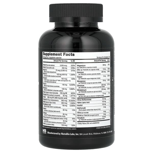 Alternative view of NutraBio, MultiSport Men's Formula, 120 Capsules