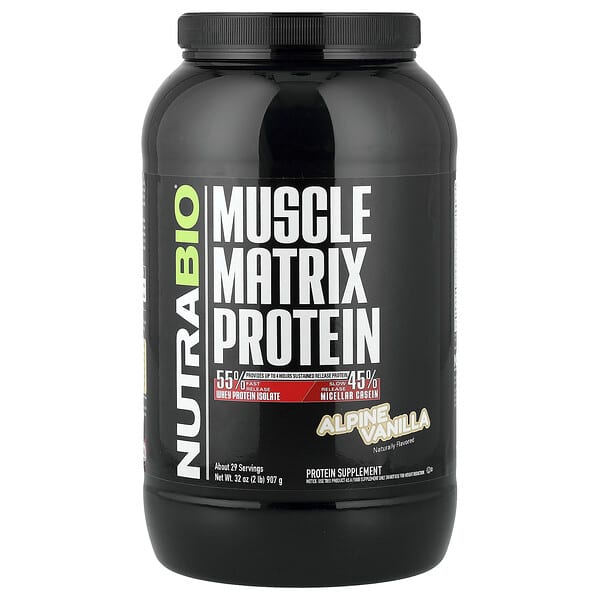 NutraBio, Muscle Matrix Protein, Alpine Vanilla, 2 lb (907 g)