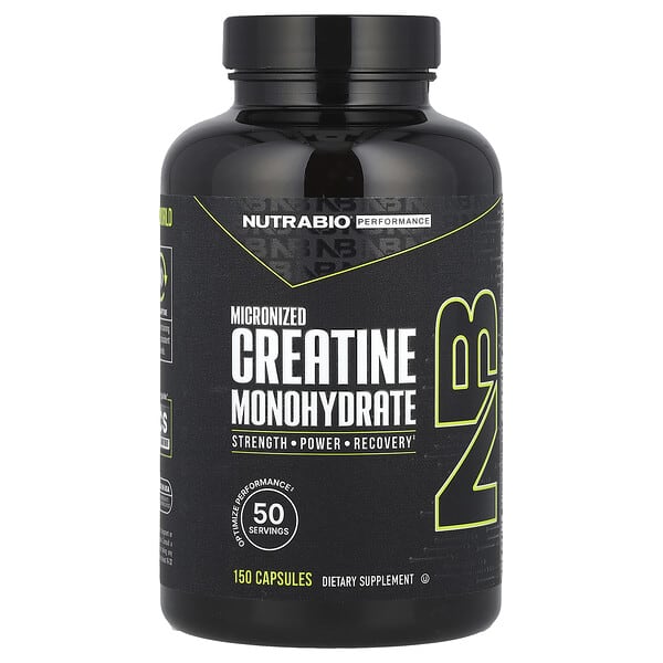 NutraBio, Performance, Micronized Creatine Monohydrate, 150 Capsules (833 mg per Capsule)