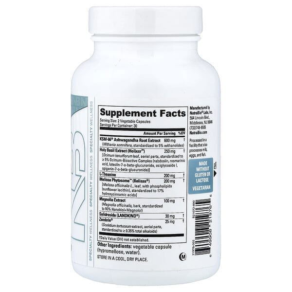 Alternative view of NutraBio, Quiet Mind, 60 Capsules