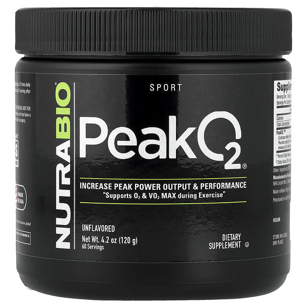 NutraBio, Sport, Peak O2®, Unflavored, 4.2 oz (120 g)