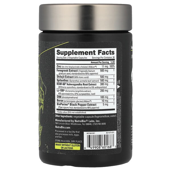 Alternative view of NutraBio, Test, Testosterone Booster, 90 Capsules