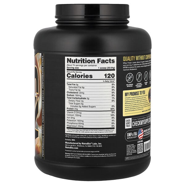 Alternative view of NutraBio, Whey Protein Isolate, Vanilla Caramel , 5 lb (2,268 g)