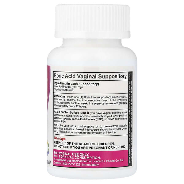 Alternative view of NutraBlast, Boric Life, Boric Acid, 600 mg, 30 Vaginal Suppositories