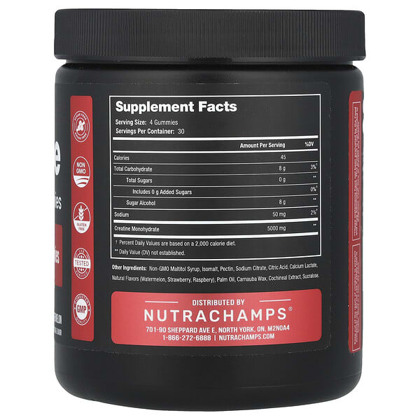 Alternative view of NutraChamps, Creatine Monohydrate Gummies, Watermelon, 120 Gummies (1,250 mg per Gummy)