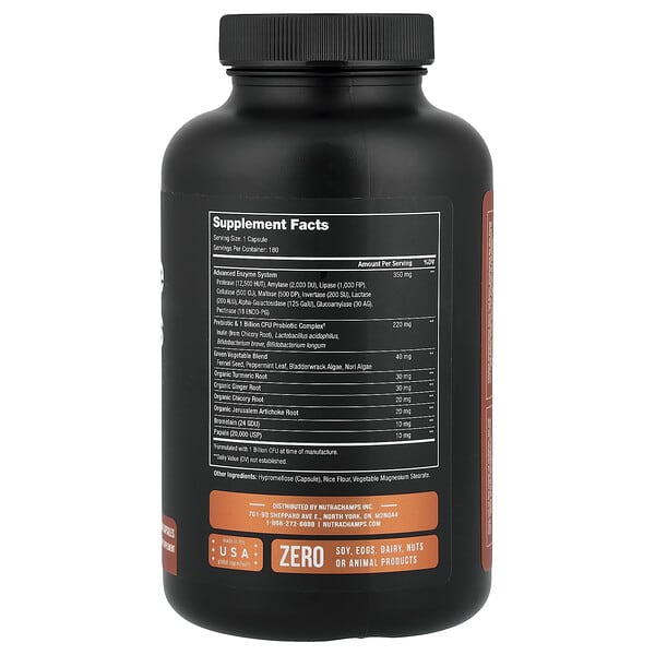 Alternative view of NutraChamps, Digestive Enzymes with Prebiotics & Probiotics, 180 Vegan Capsules