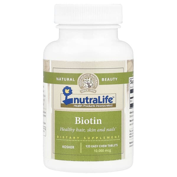 NutraLife, Biotin, 10,000 mcg, 120 Easy Chew Tablets