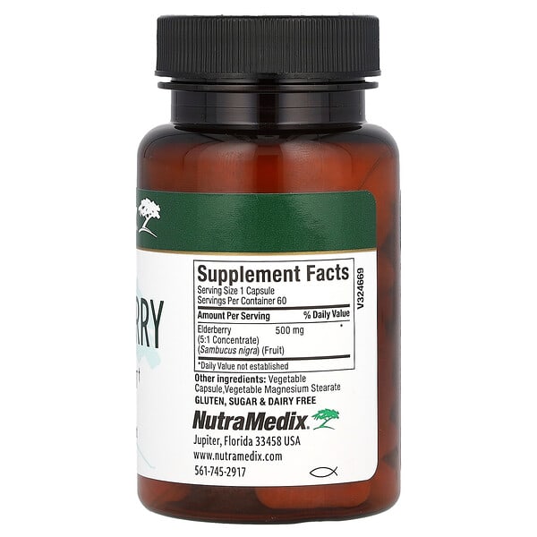 Alternative view of NutraMedix, Elderberry, Immune Support, 500 mg, 60 Vegetable Capsules