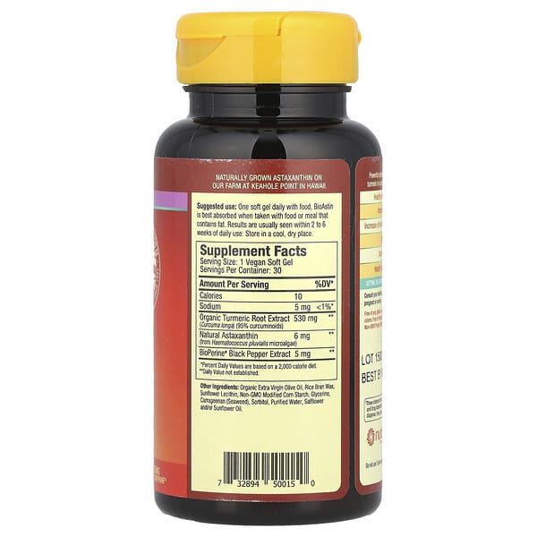 Alternative view of Nutrex Hawaii, Turmericastin™, BioAstin® Hawaiian Astaxanthin®, 30 Vegan Soft Gels