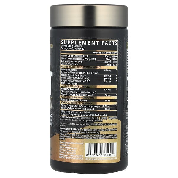 Alternative view of Nutrex Research, Alpha-T Magnum, 120 Capsules