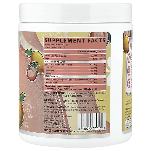 Alternative view of Nutrex Research, Creatine for Women + Booty & Beauty, Peach Mango, 11.11 oz (314.98 g)