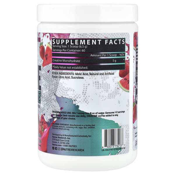 Alternative view of Nutrex Research, Creatine Monohydrate, Strawberry Watermelon, 13.76 oz (390 g)