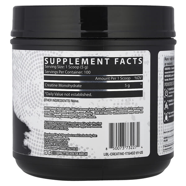 Alternative view of Nutrex Research, Creatine Monohydrate, Unflavored, 17.64 oz (500 g)
