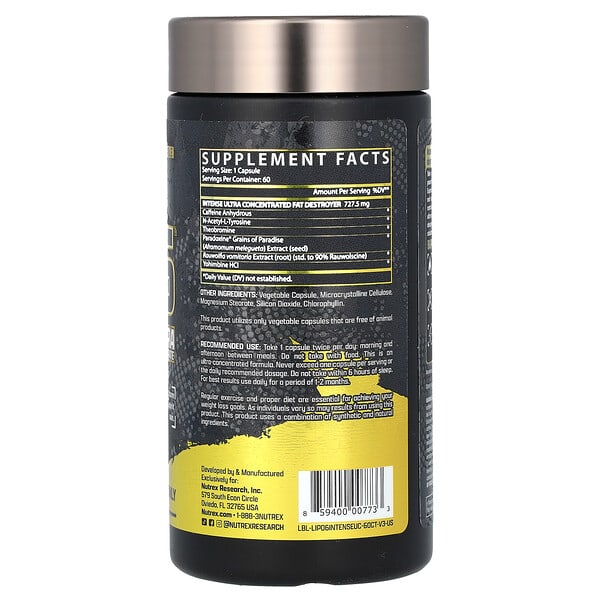 Alternative view of Nutrex Research, LIPO 6, Intense, Ultra Concentrate, 60 Capsules