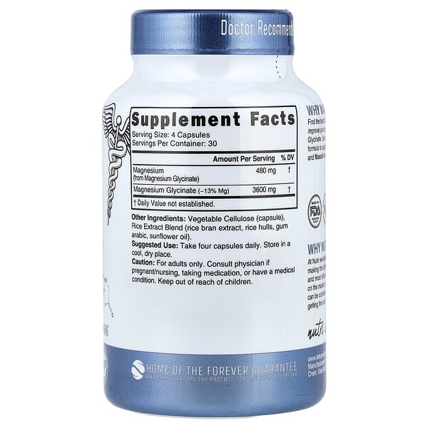 Alternative view of Nutri, Magnesium Glycinate, High Absorption, 120 Vegan Capsules (900 mg per Capsule)