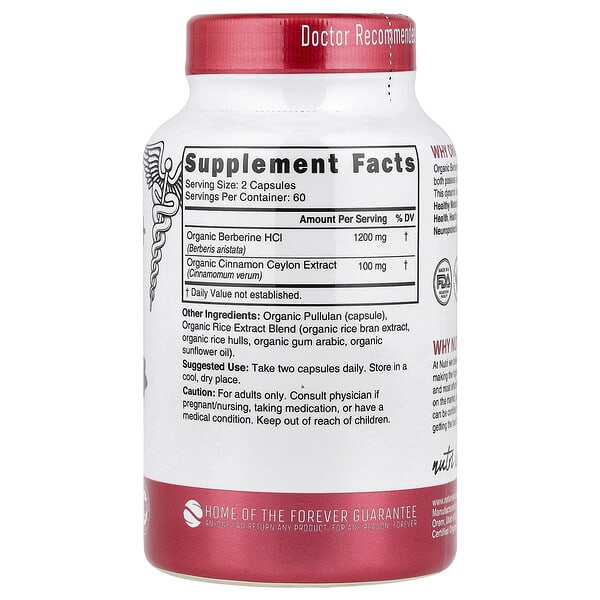 Alternative view of Nutri, Organic Berberine+ Ceylon Cinnamon, 120 Organic Capsules