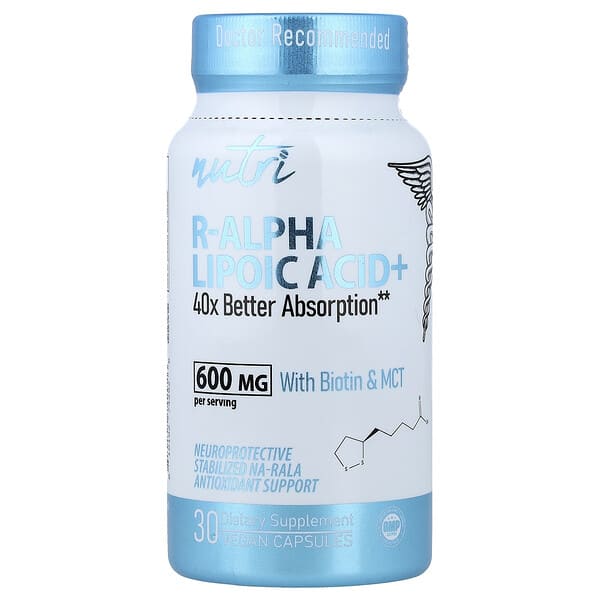 Nutri, R-Alpha Lipoic Acid+ With Biotin & MCT, 30 Vegan Capsules