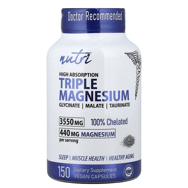 Nutri, Triple Magnesium, High Absorption, 150 Vegan Capsules