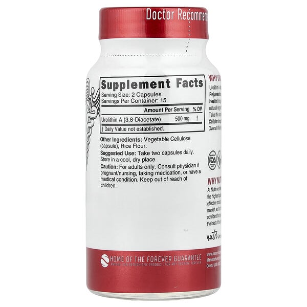 Alternative view of Nutri, Urolithin A Diacetate, 30 Vegan Capsules (250 mg per Capsule)