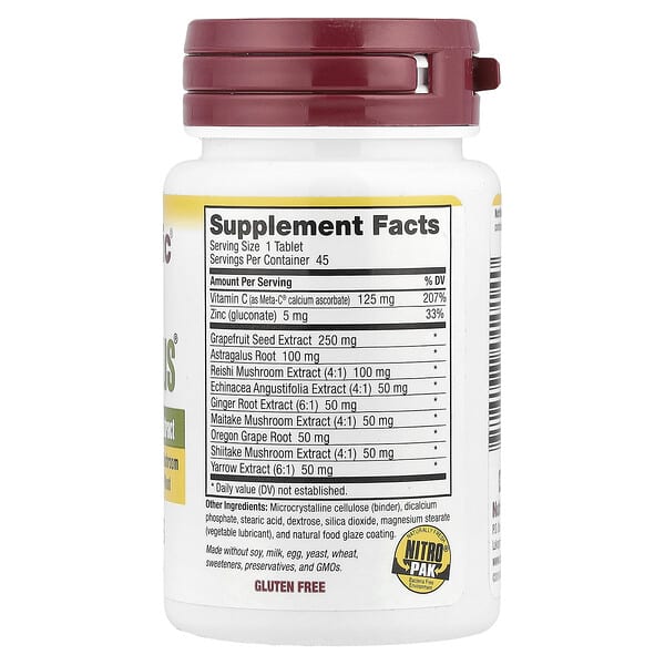 Alternative view of NutriBiotic, DefensePlus®, Maximum Strength, 45 Vegan Tablets