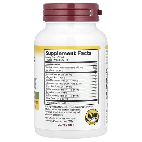 Alternative view of NutriBiotic, DefensePlus®, Maximum Strength, 90 Vegan Tablets