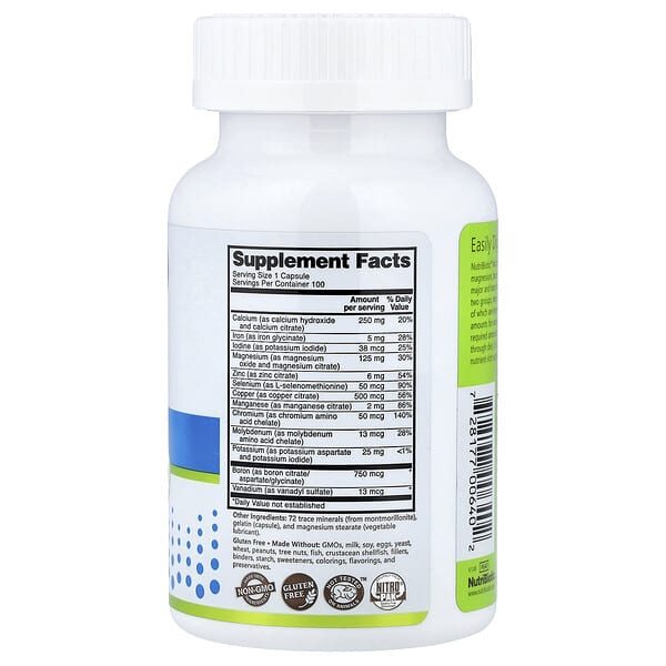 Alternative view of NutriBiotic, Essentials, Multi Mineral, 100 Gluten Free Capsules