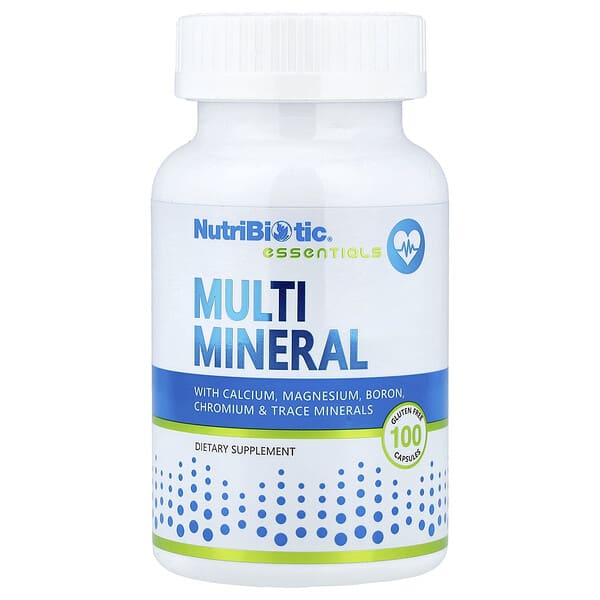 NutriBiotic, Essentials, Multi Mineral, 100 Gluten Free Capsules