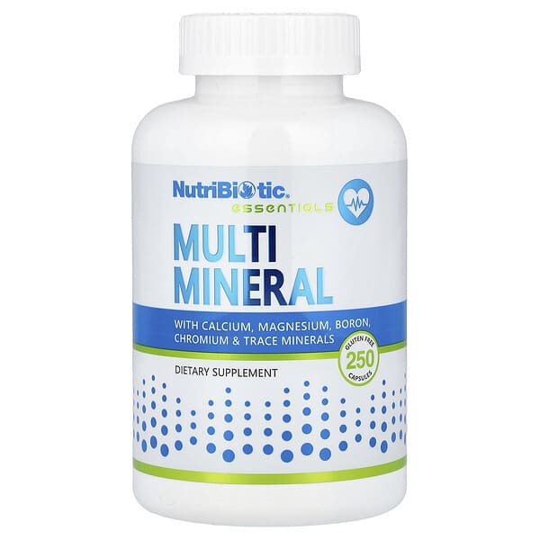 NutriBiotic, Essentials, Multi Mineral, 250 Gluten Free Capsules