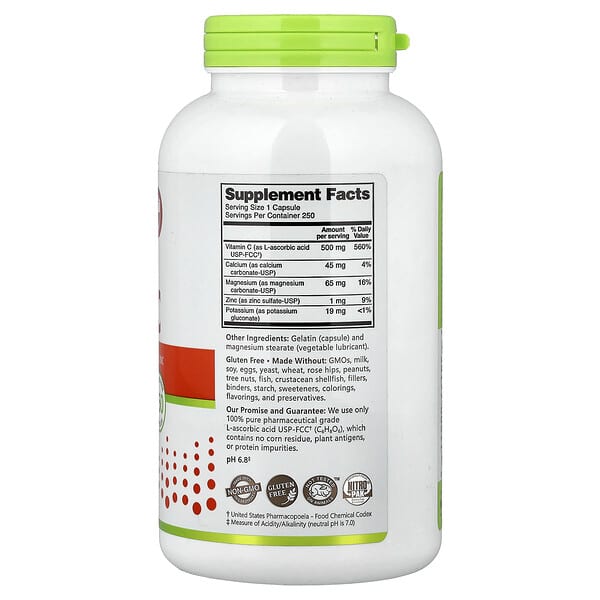 Alternative view of NutriBiotic, Immunity, Buffered Vitamin C With Calcium, Magnesium, Potassium & Zinc, 250 Gluten Free Capsules