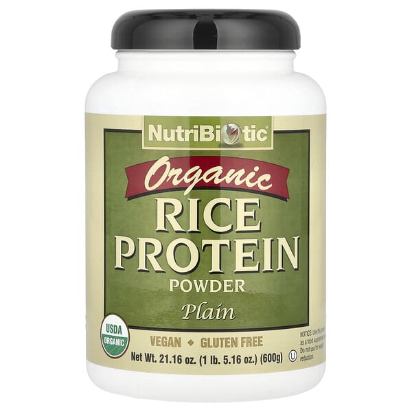 NutriBiotic, Organic Rice Protein Powder, Plain, 1 lb 5.16 oz (600 g)