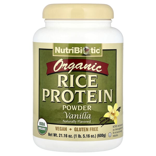 NutriBiotic, Organic Rice Protein Powder, Vanilla, 1 lb 5.16 oz (600 g)