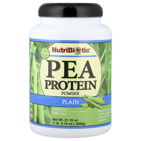 NutriBiotic, Pea Protein Powder, Plain, 1 lb 5.16 oz (600 g)