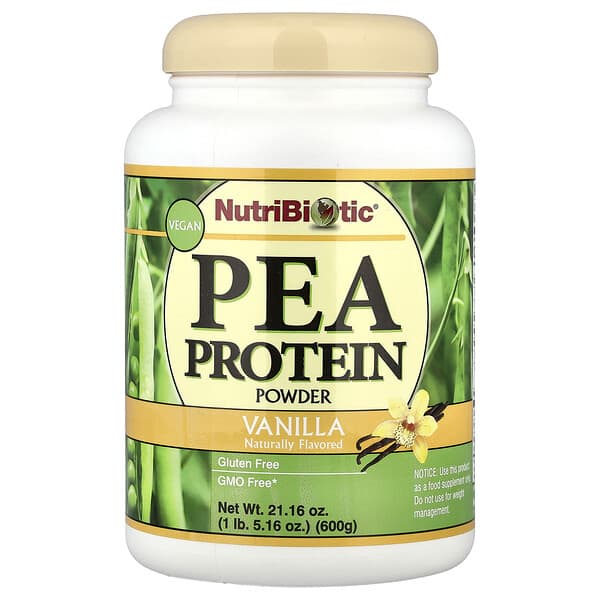 NutriBiotic, Pea Protein Powder, Vanilla , 21.16 oz (600 g)