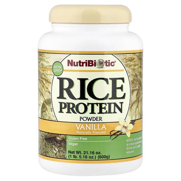 NutriBiotic, Raw Rice Protein, Vanilla, 1 lb 5.16 oz (600 g)