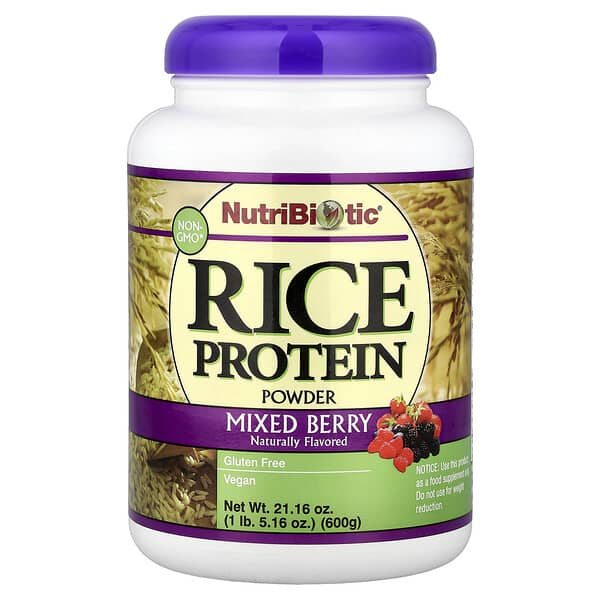 NutriBiotic, Rice Protein Powder, Mixed Berry, 1 lb, 5.16 oz (600 g)