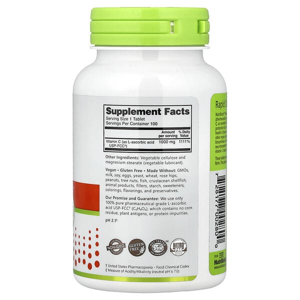 Alternative view of NutriBiotic, Vitamin C, 1,000 mg, 100 Vegan Tablets