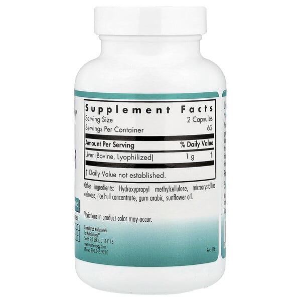 Alternative view of Nutricology, Liver Beef, Natural Glandular, 125 Vegicaps