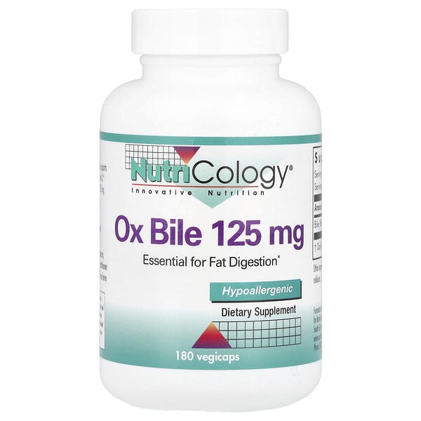 Nutricology, Ox Bile, 125 mg, 180 Vegicaps 2 Nutricology, Ox Bile, 125 mg, 180 Vegicaps