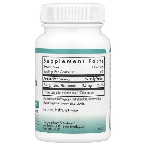 Alternative view of Nutricology, Zinc Picolinate, 25 mg , 60 Vegetarian Capsules