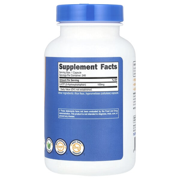 Alternative view of Nutricost, 5-HTP , 100 mg, 240 Capsules