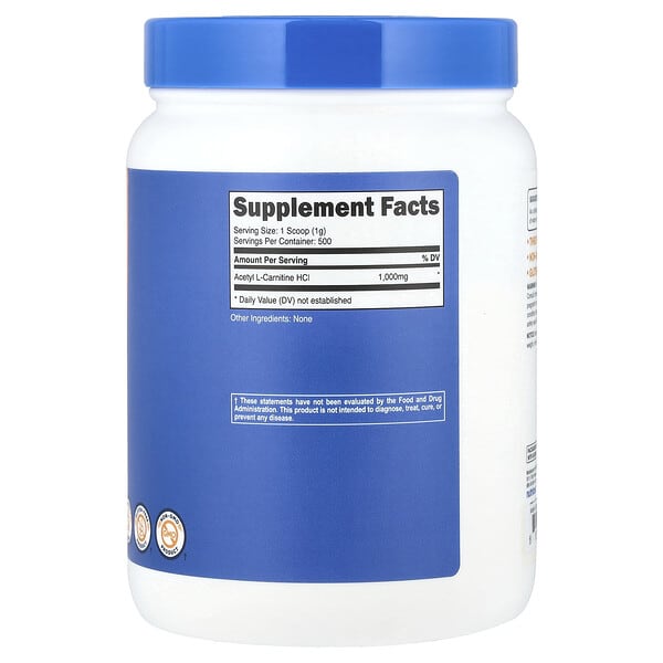 Alternative view of Nutricost, Acetyl L-Carnitine, Unflavored , 1.1 lb (500 g)