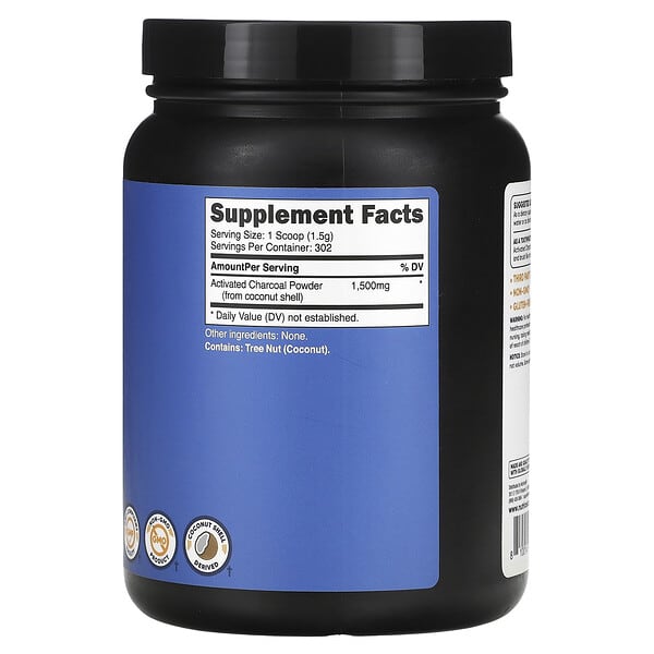 Alternative view of Nutricost, Activated Charcoal Powder, Unflavored, 16 oz (454 g)