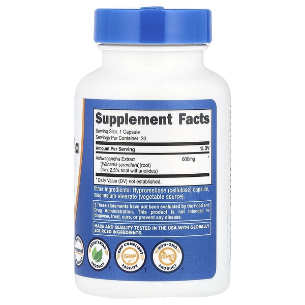 Nutricost, Ashwagandha Root Extract, 600 mg, 30 Capsules 2 Nutricost, Ashwagandha Root Extract, 600 mg, 30 Capsules - Ảnh 2