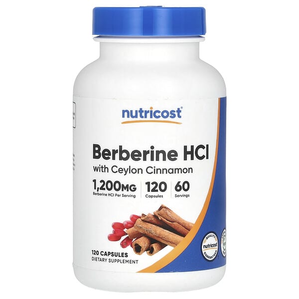 Nutricost, Berberine HCl With Ceylon Cinnamon, 120 Capsules