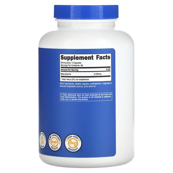 Alternative view of Nutricost, Beta-Alanine, 240 Capsules (850 mg per Capsule)