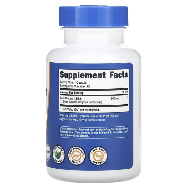 Alternative view of Nutricost, Beta Glucan 1,3/1,6, 500 mg, 60 Capsules