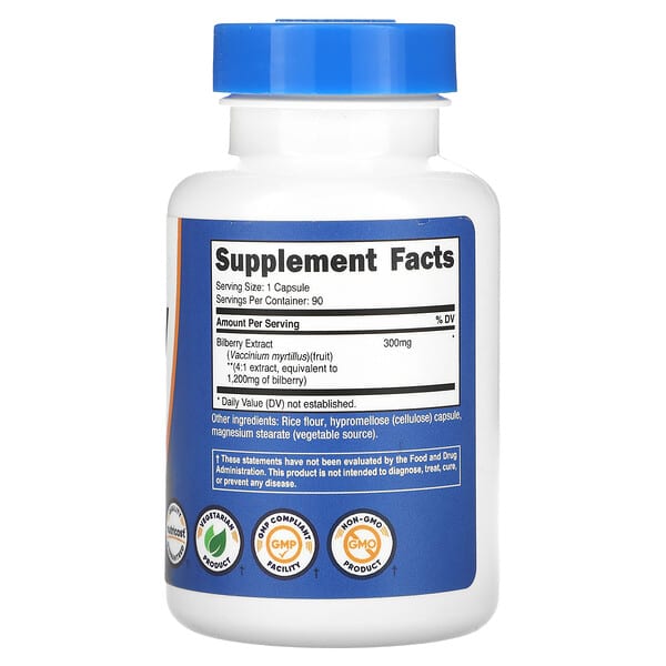 Alternative view of Nutricost, Bilberry, 1,200 mg, 90 Capsules