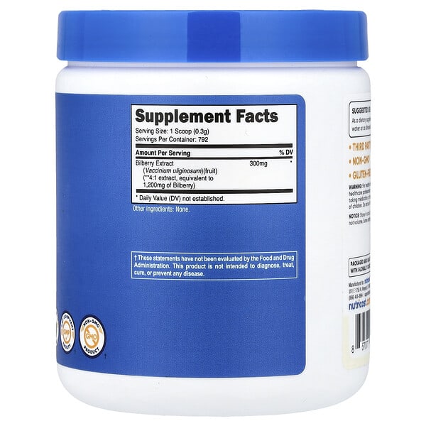 Alternative view of Nutricost, Bilberry Powder, Unflavored, 8.9 oz (250 g)